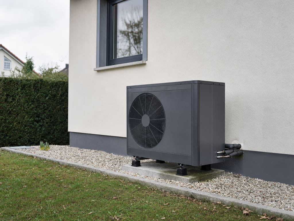 Wärmepumpe am Wohnhaus
